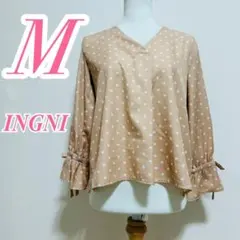 INGNI イング ドット柄ブラウス M ベージュ ホワイト きれいめ