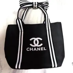 CHANEL】シャネル ノベルティトートバッグ CCロゴ刺繍マーク（ブラック