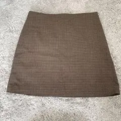 ブラウンチェック タイトミニスカート　千鳥格子　春　秋