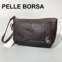 未使用タグ付き PELLE BORSA ペレボルサ ポーチ バッグ シボ革のサムネイル