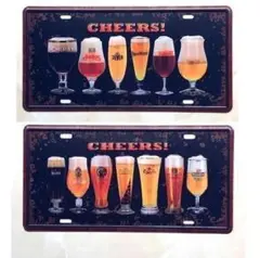 K168 ２枚セット ビールのブリキ看板 BEER お店 インテリアに