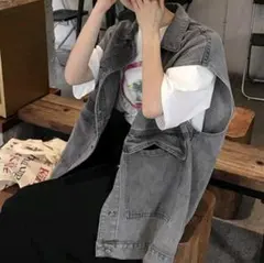 ほぼ未使用 デニム ベスト グレー ジャケット