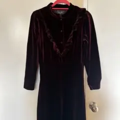 Meridianバーガンディ ベロア ワンピース