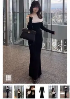 【美品】2wayオフショルダー リブニットワンピース S