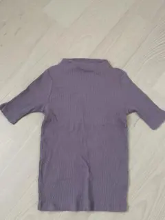 【お値下げ】UNIQLO リブハイネックT 5分袖　パープル
