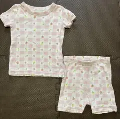 babyGAP ベビーパジャマ 半袖短パン 80cm フルーツ ピンク チェックのサムネイル