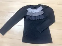 Rora ダークグレー フリル付き 長袖カットソー さソ