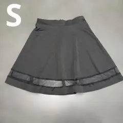レディース ミニスカート 膝上 レース 透け感 ブラック Sサイズ