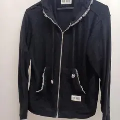 値下げPINK HOUSE 黒 可愛いフリル付きパーカー中古品です