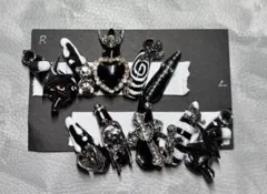 ✧*。ネイルチップ✧*。現品販売 黒×白 ゴシック サブカル地雷系量産型ちゅるん