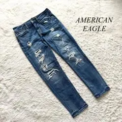 D6【アメリカンイーグル】スキニーデニムパンツ　ダメージ加工　ストレッチ