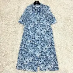 【美品✨】アニエスベー ローズプリントシャツワンピース ボウタイ 花柄 M