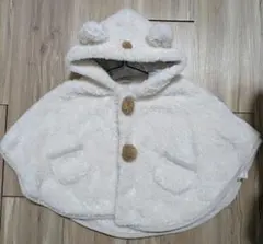 petit main フリースポンチョ ホワイト くま 70cm～90cm