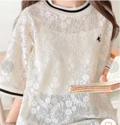 Classical Elf クロシェ風レースリブラインTシャツ Mのサムネイル