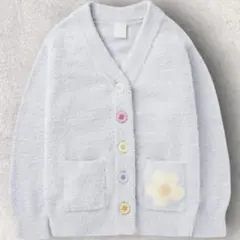 新品未使用 韓国 ソウル限定 ジェラートピケ カーディガン 花柄 ブルー