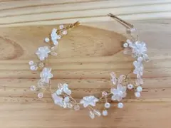 【ウェディング ヘッドドレス】花モチーフ／ゴールド