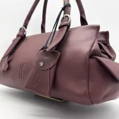 A985 美品 中澤鞄 日本製 本革 レザー ハンドバッグ ボルドー 自立