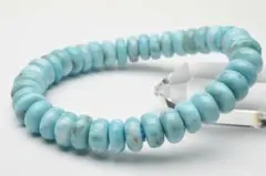 癒しの波模様！ ラリマー　4-6.5X10mm　ボタン 天然石ブレスレット