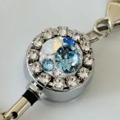 スワロースキー　リールキーホルダー　ブルー