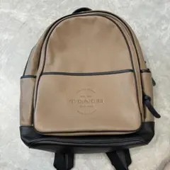 正規品　COACH レザー バックパック リュック ベージュ ブラックのサムネイル