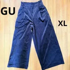 GU ベロアワイドパンツ XL ブラック