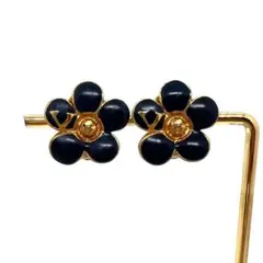 美品✨VALENTINO ヴァレンティノ イヤリング Vロゴ フラワー ブラックのサムネイル