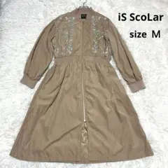 iS ScoLar スプリングコート 刺繍 ワンピース アウター ジップアップ