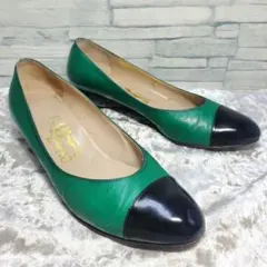 【希少カラー】✨サルヴァトーレフェラガモ 23cm パンプス 緑×黒 5.5B