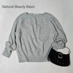 ナチュラルビューティーベーシック/ラメ入長袖ニット/リブ/オフィス/着回し/M