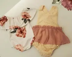 ベビー服☆2点セット ニューボーンフォト☆花柄ロンパース  カバーオール  新品