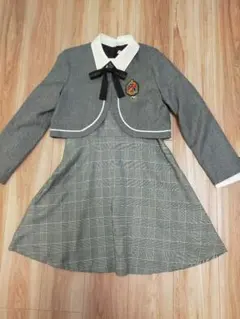 ピンク　ラテ　グレー チェック柄 ジャケットドレスセット 165/M