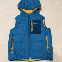 mont-bell フード付きダウンベスト 青/黄