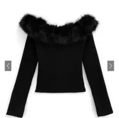 GRL 2Way ファーオフショルダーリブニット トップス