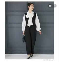 coca Vネックオールインワン ブラック M