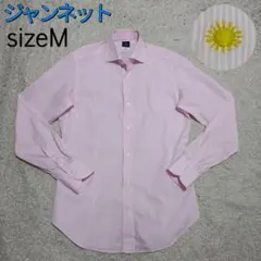 【美品】ジャンネット・長袖ワイシャツ・太陽ロゴ・ピンクストライプ・38・M・伊製のサムネイル