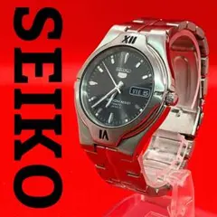 SEIKO セイコー5 自動巻き 裏スケ デイデイト 21石 ブラック 稼働品