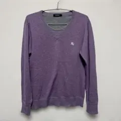 Burberry BLACK labelパープル Vネック セーター ロゴ刺繍
