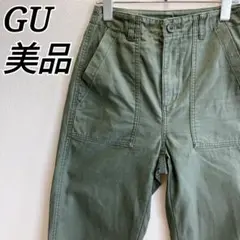 美品✨ ジーユー GU カーゴパンツ ミリタリー 無地 シンプル 小さめ カーキ