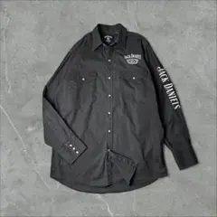 JACK DANIEL'S 刺繍ロゴ アーム刺繍 ウエスタンシャツ ブラック 黒