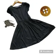 バーバリーブルーレーベル フレンチ袖カットソーワンピース 金ボタン パフスリーブ