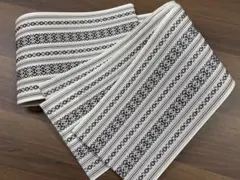 【新品】夏用 紗織 四寸半巾帯 白　献上柄｜涼感あふれる上品な浴衣帯日本製のサムネイル