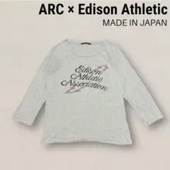 ARC エジソンアスレチックプリントTシャツ 日本製 8分袖 M 杢グレー 美品のサムネイル