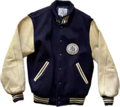 J.PRESS スタジャン ヴィンテージ ネイビー ベージュ L ウール レザー