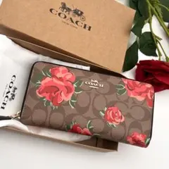 ✨未使用級✨ COACH コーチ 長財布 花柄 シグネチャー PVCレザー 箱付