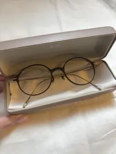RIM JINS ブラウン ラウンドメガネ ケース付き