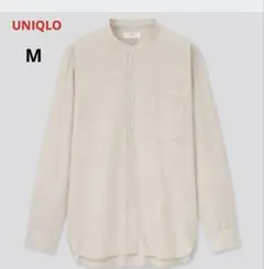 UNIQLOリネンコットンスタンドカラーシャツMベージュ
