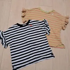 la poche biscuit ボーダー フリル袖 Tシャツ 100cmのサムネイル