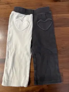 petit main バイカラー ハート刺繍 レギンス