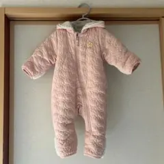 ジャンプスーツ　キルティングフード付きアウター ピンク