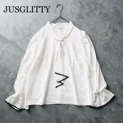 1674A 美品 ジャスグリッティー パイピングボウタイブラウス 24SSパール